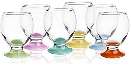 Sendez 6 bicchieri con piedini colorati, 250 ml, per acqua, succo di frutta, whisky