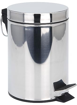 Spetebo Edelstahl Tretmülleimer silber rund - 20 Liter - Metall Kosmetikeimer in zeitlosem Design - Mülleimer Treteimer Abfalleimer klein mit entnehmbarem Inneneimer für Bad Küche