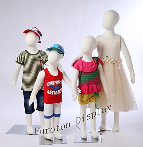 Euroton R3468 4 X barndockor flexibel böjbar kropp skyltdocka skyltdocka barn mannequin vit tygtäckt