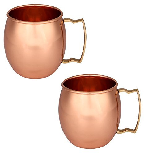 Zap Impex® Puro Cobre Moscow Mule Cup, sin revestimiento, cobre puro, ideal para mantener frías todas las bebidas o Bar o en casa, grandes Bar regalo – Juego de 2