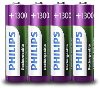 Philips Rechargeables Batería R6B4A130/10 AA - Batería/Pila Recargable (1300 mAh, Níquel-Metal hidruro (NiMH), 1,2 V)