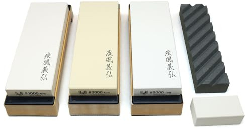 Yoshihiro Professional Grade Toishi Japanese Whetstone Knife Sharpener Water Stones (SET)