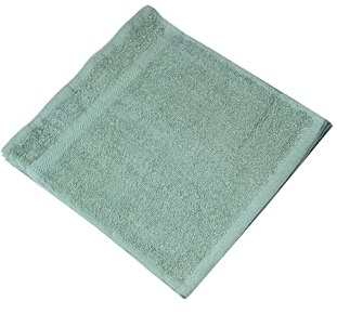 Linteum Textile Face Towel Set, 12x12 Inch, 100% Soft Cotton, 16 Single Ring Spun Washcloths, Absorbent & Durable Face Towel for Household, Spa, Gym and Hotels - 12 Pack (Oil Green)