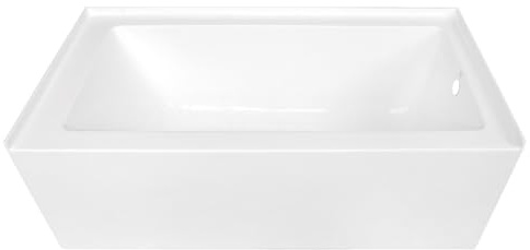 KINGSTON BRASS VTDE603122R 60-Inch Contemporary Alcove Acrylic Bathtub with Right Hand Drain and Overflow Holes, White