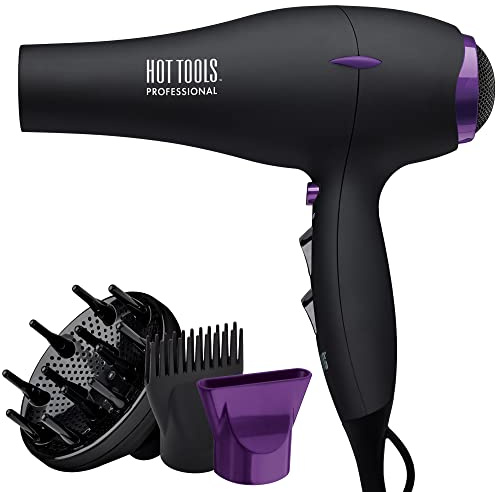 HOT TOOLS Pro Artist Tourmaline 2000 Turbo Hair Dryer | Lightweight with Quiet Blowout Results