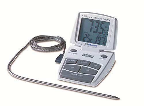 TFA Dostmann Digitales Bratenthermometer, 14.1500, Temperaturmessung bei Lebensmittel, mit Alarmwerten, Einstichfühler aus Edelstahl, für den Backofen, (L) 68 x (B) 22 (76) x (H) 121 (70) mm