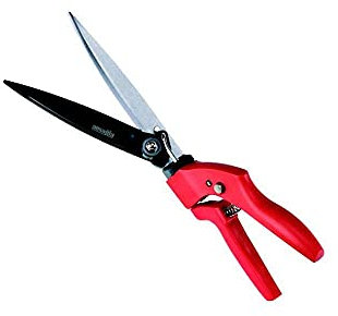 AUSONIA - CISAILLE À GAZON AVEC 3 POSITIONS DE 34 CM avec lames en acier de haute qualité traitées thermiquement et la lame supérieure téflonisée, manches en plastique