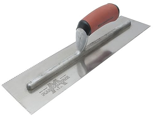 MARSHALLTOWN 1/16x 1/32x 1/32 Two-Sided U-Shaped Notched Trowel, USA Made 16x4 Inch Riveted Tiling Trowel, 647SD
