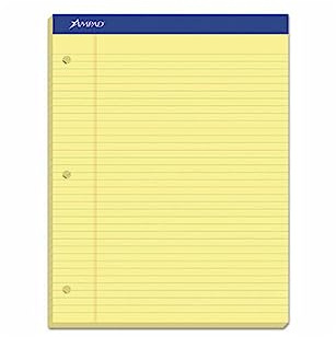 Ampad Evidence Dual Pad, Narrow/Margin Ruled, Size 8.5 x 11.75 Inches, Canary Paper, 100 Sheets Per Pad (20-246),