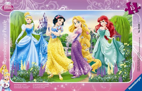 Ravensburger - Barnpussel - 15 p ram pussel - Prinsessornas promenad - Disney-prinsessor - Från 3 år gammal - 06047