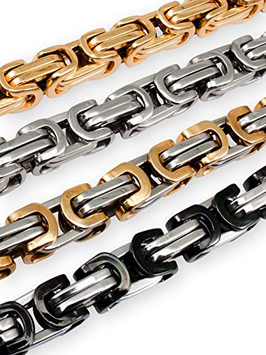 Fly Style 9 mm Starke Vierkant-Königskette oder Königs-Armband aus Edelstahl, Farbwahl:Gold, Längen:45 cm