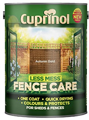 Cuprinol 5191664 Less Mess Fence Care Exterior Woodcare, Autumn Gold, 5 Litre
