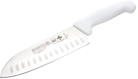 Mundial 3800 Series 7 inch Santoku Kitchen Knife with White Polypropylene Handle And Japanese High Carbon Stainless Steel Blade