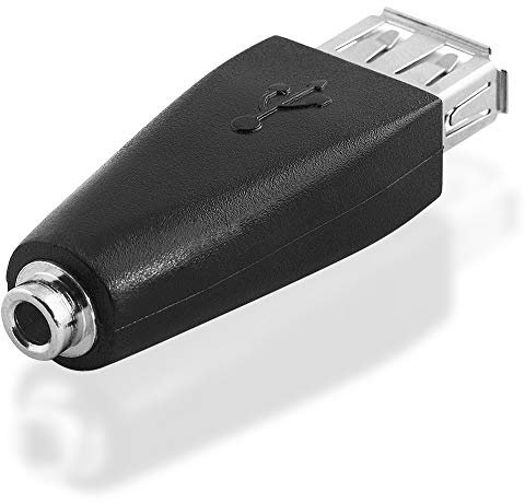 BestPlug USB Adapter Ladeadapter Aux in Out, 3,5mm Klinke Buchse Kupplung weiblich auf 2.0 USB A-Buchse Kupplung weiblich, Schwarz (verbesserte Ausführung v.3.08)