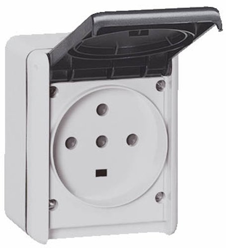 Prise étanche 3P+T+N 32A Plexo complet IP44 saillie - gris