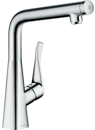 hansgrohe Metris Select Einhebel-Küchenarmatur, Komfort-Höhe 320mm mit Schwenkauslauf, Chrom