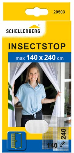 Schellenberg 20503 Fliegengitter für Türen, Maße: 140 x 240 cm Fliegenvorhang für Balkontür & Terassentür, einfache Montage ohne Bohren, Insektenschutz und Mückenschutz, inkl. Befestigungsband