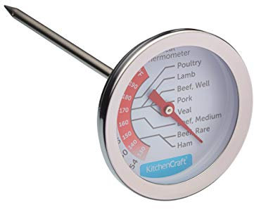 KitchenCraft Stainless Steel Meat Thermometer, Silver
