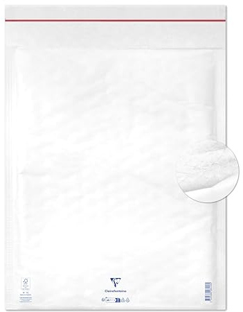 Clairefontaine 7358C - Paquet de 10 Pochettes Blanches Matelassées de Film à Bulles 350x470 mm - 90g/m²