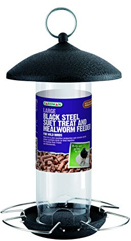 Gardman Black Steel Suet Treat and Mealworm Bird Feeder