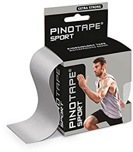 PINOTAPE Pro Sport © - das Original - kinesiologisches Tape verschiedene Farben und Designs 5 cm x 5 m- besonders hautverträglich - Kinesiologie - Physio-Tape (Silver)