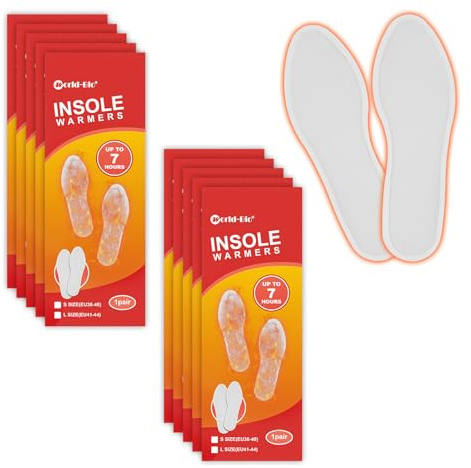 WORLD-BIO Insole Foot Warmers - Long Lasting Safe Natural Odorless Air Activated Warmers - Up to 8 Plus Hour of Heat - 10 Pairs Value Pack