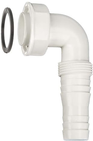 Schläfer | 655809 Raccordo Lungo a Gomito 1 con Curva 90 Gradi per Sifone da Incasso, Compatibile con Scarico Lavatrice e Lavastoviglie, Tubo Portagomma Ø 19-23,5mm (3/4), in Plastica Bianca