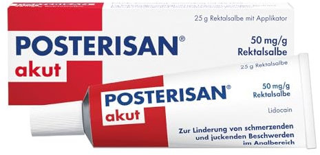 Posterisan akut 50 mg/g Rektalsalbe mit Applikator: Schnelle Hilfe bei Schmerzempfinden und starkem Juckreiz, 25 g