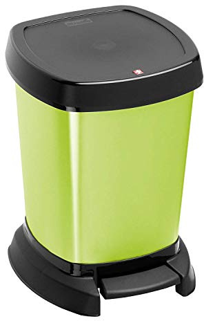 Rotho Paso Mülleimer 6l für das Bad mit Pedal und Deckel, Kunststoff (PP) BPA-frei, grün/metallic, 6l (23.4 x 21.9 x 29.2 cm)