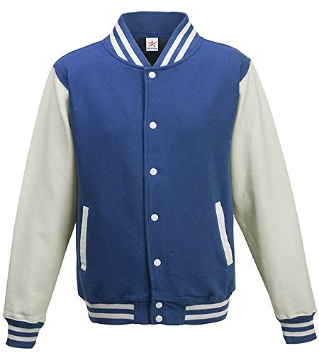 Varsity Jacket Royal Blue with White Sleeve Small Plus 1 T Shirt