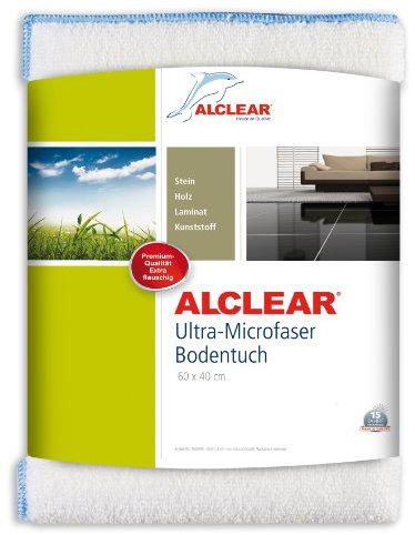 ALCLEAR 950009 Mikrofaser Bodentuch, 60x40 cm, Spezialtuch aus Ultramikrofaser für alle Fußböden, weiß