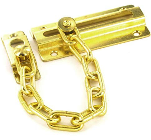 Securit 2 X 3 1/4 INCH BRASS PLATED DOOR CHAIN LOCK WITH SCREWS