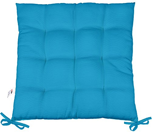CelinaTex Yoyo Sitzkissen 40 x 40 cm türkis Gartenstuhlkissen mit Bänder Sitzauflage Garten Balkon Terrasse