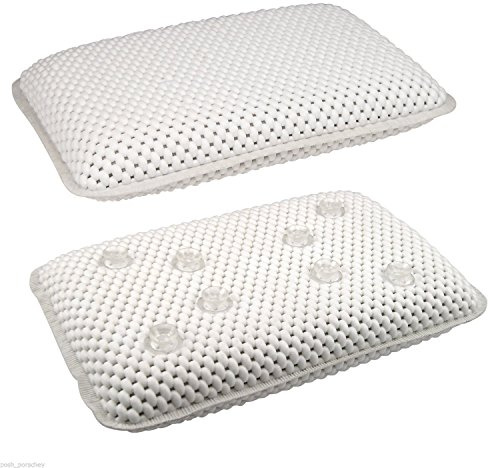 White Memory Foam Relaxing Cushioned Bath Spa Pillow Head Neck Rest Relax Body