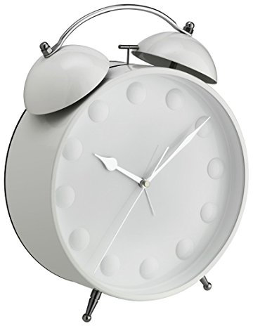 TFA Dostmann Big Bell XXL-Wecker mit Doppelglocke, 60.1022.02, leises Uhrwerk, XXL-Format, weiß