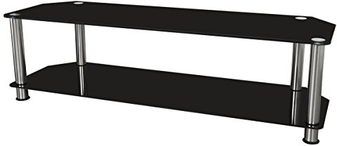 AVF Black Glass TV Stand - Large XL Black Glass and Metal Leg TV Unit Floorstand 140cm Wide, For TVs Up to 65 & 60kg Max - SDC1400