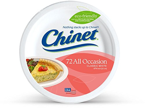 Chinet Classic White, Round All Occasion Fiber Plates, 8.75 Inch, 72 Count