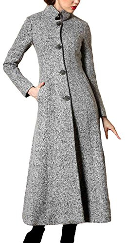 PLAER Femmes Nouveau Gris Manteau en Cachemire Manteau Long Trench De Laine Manteau (38)