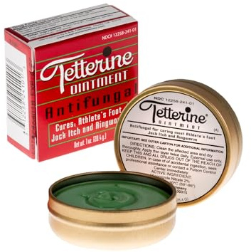 Tetterine Antifungal Salve (Green) 1 oz – Ointment for Athlete’s Foot, Jock Itch & Ringworm – Trusted Antifungal Relief Since 1883 – Miconazole 2% Formula in Metal Tin
