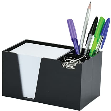 Acrimet Desktop Organizer Pencil, Pen, Paper, Clip, Caddy Holder (Plastic) (White Paper Included) (Black Color)