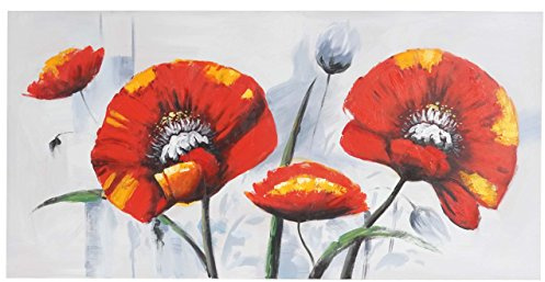 Pintura al óleo Amapola Roja, Cuadro Decorativo, 100% pintado pared de Gemälde XL, 140 x 70 cm