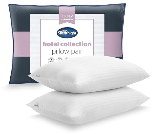 Silentnight Hotel Collection Pillows 2 Pack - Luxury Hotel Quality Pillows Soft Medium Support for Back and Side Sleepers Comfy Supportive - Hypoallergenic and Machine Washable - Pack of 2