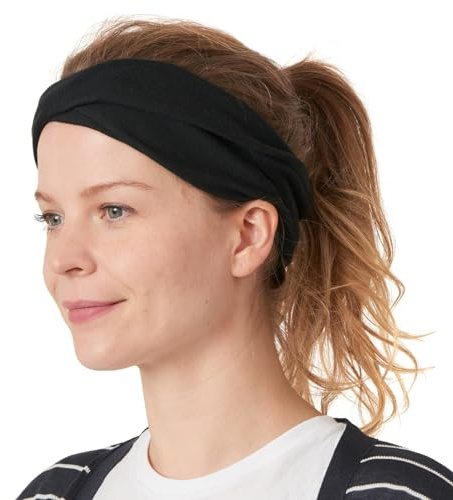CHARM Womens Headband Hairband Bandana - Mens 100% Organic Cotton Yoga Hair Band Made in Japan Soft Chemo Head Wrap Sensitive Skin by Casualbox Black