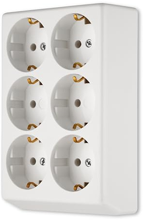 REV Steckdosenleiste, Mehrfachsteckdose ohne Kabel 6fach, max. 3500W, Weiss