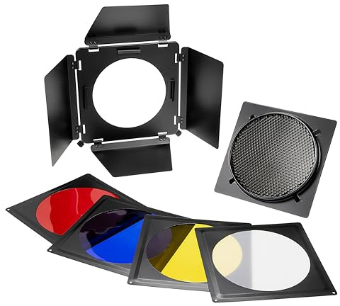 Fotodiox Fotodiox Universal Barndoor Kit with 45 Degree Honeycomb Grid & Color Gels, for Bowens Gemini Standard, Classica Powerpack, R Series, Rx Series and Pro Series Strobe Flash Light with