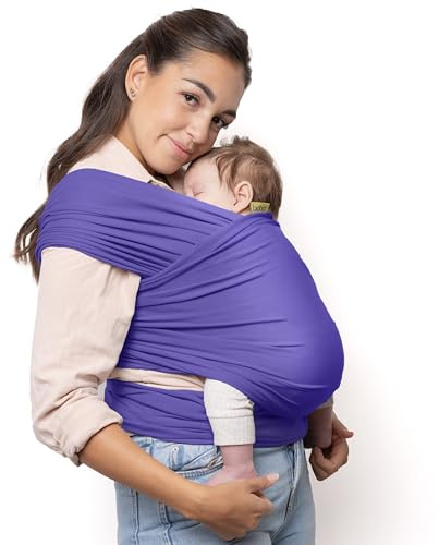 Boba Baby Wrap per Neonati e Bambini - Tessuto Stretch - Marsupio Neonato per Bambini - Fascia per Neonati - Fascia Rigida Porta Bebè - Baby Carrier - Fascia Porta Bebè da 3 a 15 kg (Viola)