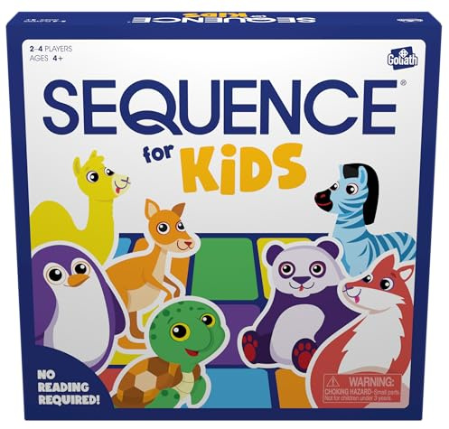 Jax SEQUENCE for Kids -- The 'No Reading Required' Strategy Game by Jax and Goliath, Multi Color, 11 inches (2-4 players) (Packaging May Vary)