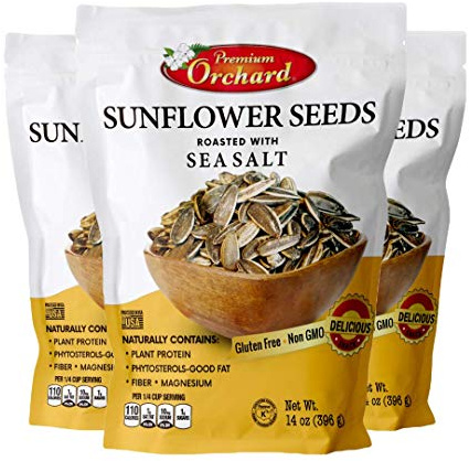 MIXED NUTS Roasted Sunflower Seeds by Premium Orchard - Original Lightly Salted Sunflower Seed In-Shell with Sea Salt Non GMO Gluten Free Snack Vegan KETO Friendly Snacks Low Carb Snack - 3 Bags