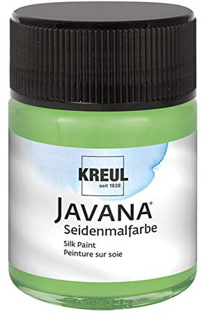 KREUL 8106 - Javana Seidenmalfarbe im 50 ml Glas, grün, hochpigmentierte und brillante Farbe auf Wasserbasis, mit fließend flüssigem Charakter, dringt tief in die Fasern ein