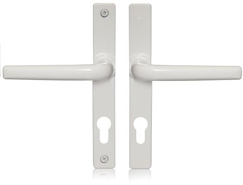 Schlosser Technik Uros White Ferco Door Handle Replacement (PZ 70mm, Screw Hole Distance 180mm, Overall 205mm), UPVC Front Door Handle Compatible with GU Ferco Locking System.